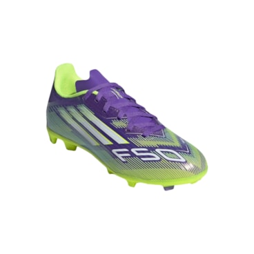 Chuteira Campo Adidas F50 League Firm Multi-Ground Infantil - Roxa/Amarela