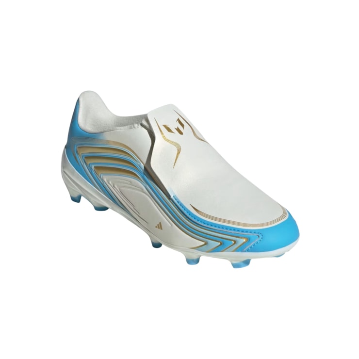 Chuteira Campo Adidas F50 Messi League Infantil - Bege/Azul