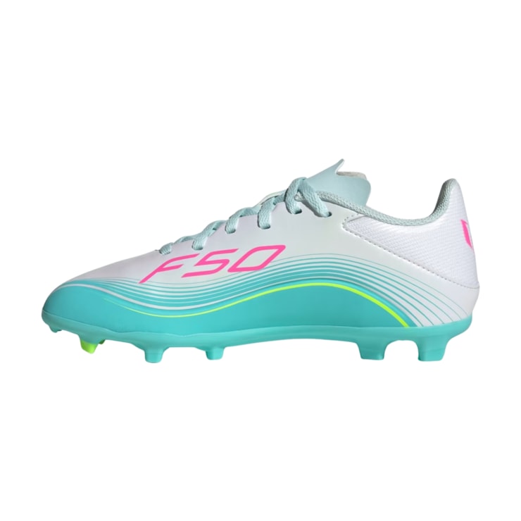 Chuteira Campo Adidas F50 Messi League Mg Infantil - Branca/Rosa