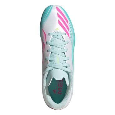 Chuteira Campo Adidas F50 Messi League Mg Infantil - Branca/Rosa
