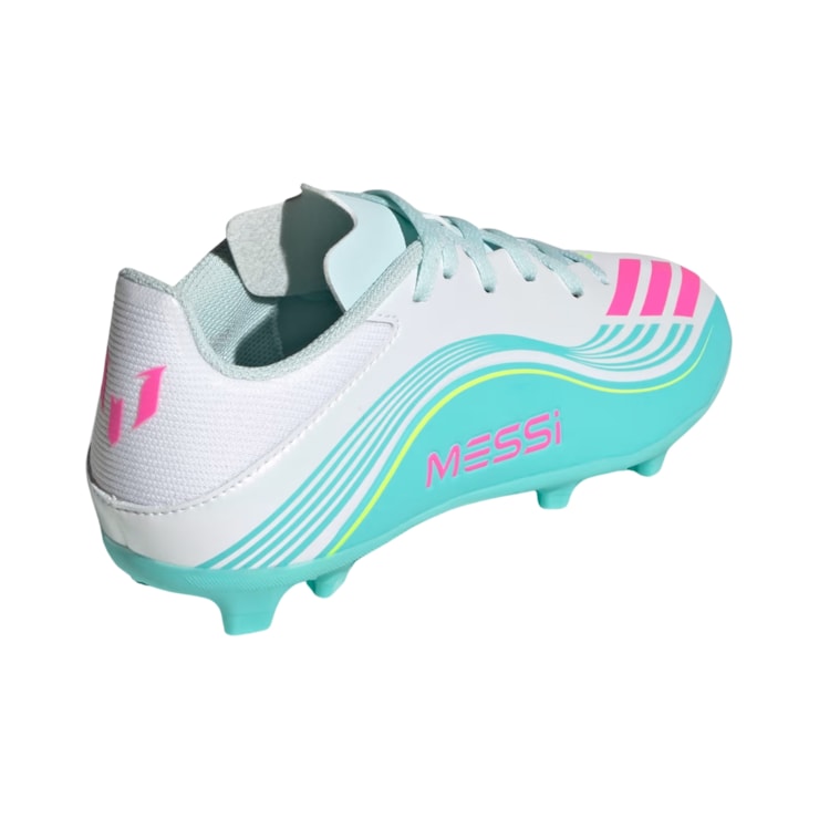Chuteira Campo Adidas F50 Messi League Mg Infantil - Branca/Rosa