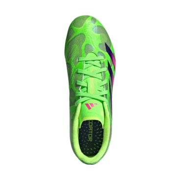 Chuteira Campo Adidas Predator League Low Infantil - Verde/Rosa