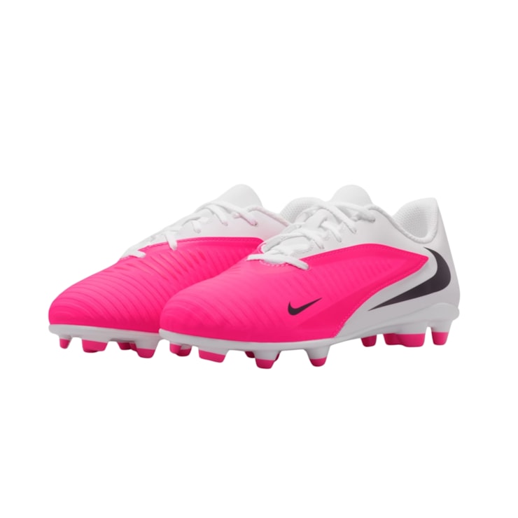 Chuteira Campo Nike Phantom 6 Club Low Infantil - Rosa/Branca