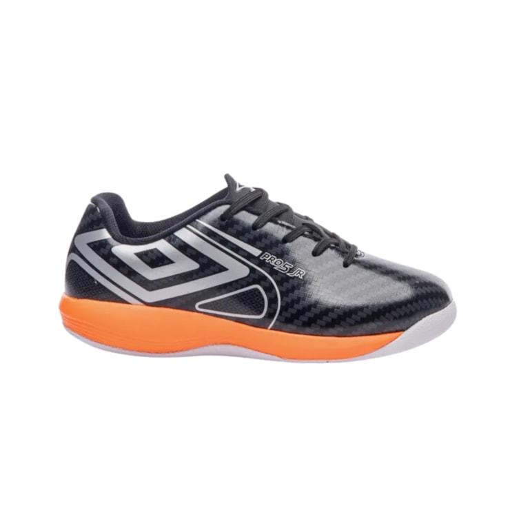 Chuteira Fustal Umbro Pro 5 Infantil - Preta/Laranja