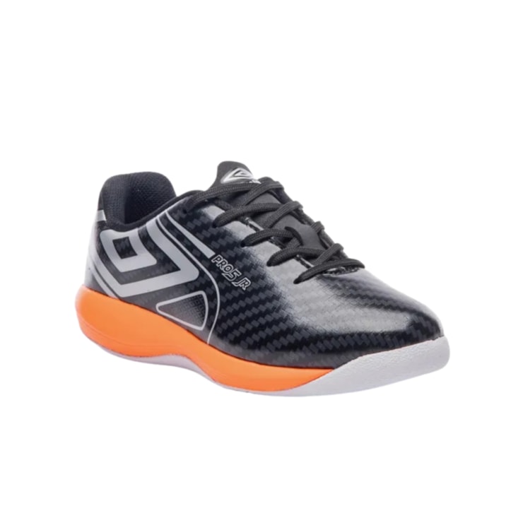 Chuteira Fustal Umbro Pro 5 Infantil - Preta/Laranja