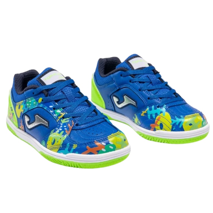 Chuteira Futsal Joma Top Flex Infantil - Azul/Verde