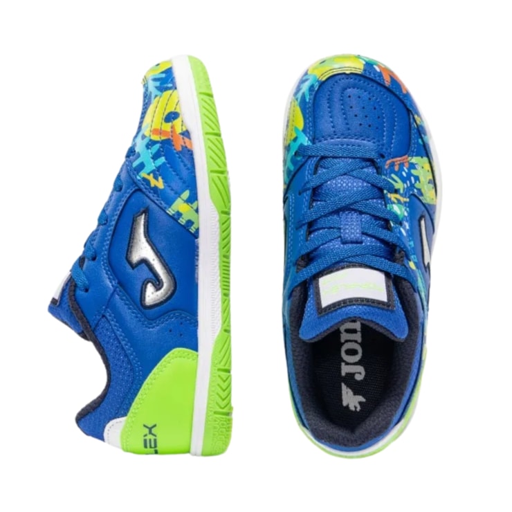 Chuteira Futsal Joma Top Flex Infantil - Azul/Verde