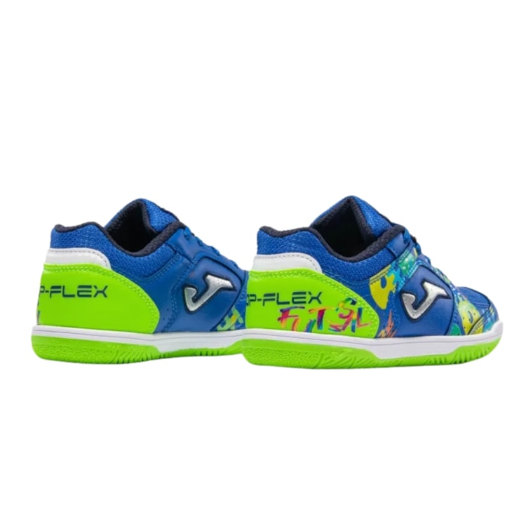 Chuteira Futsal Joma Top Flex Infantil - Azul/Verde