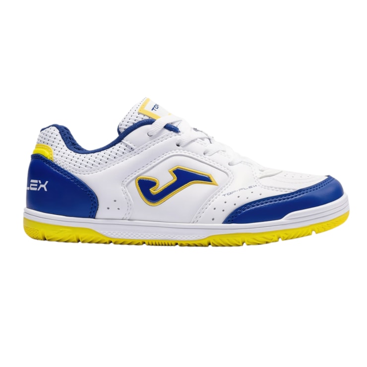 Chuteira Futsal Joma Top Flex Infantil - Branca/Azul