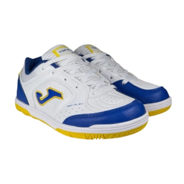 Chuteira Futsal Joma Top Flex Infantil - Branca/Azul