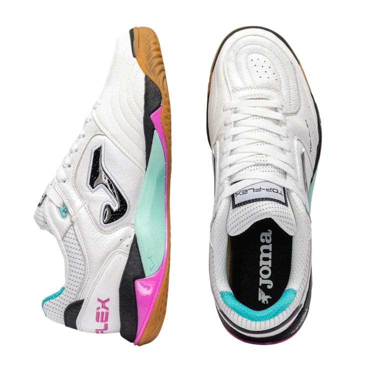 Chuteira Futsal Joma Top Flex Plus Masculina - Branca/Verde