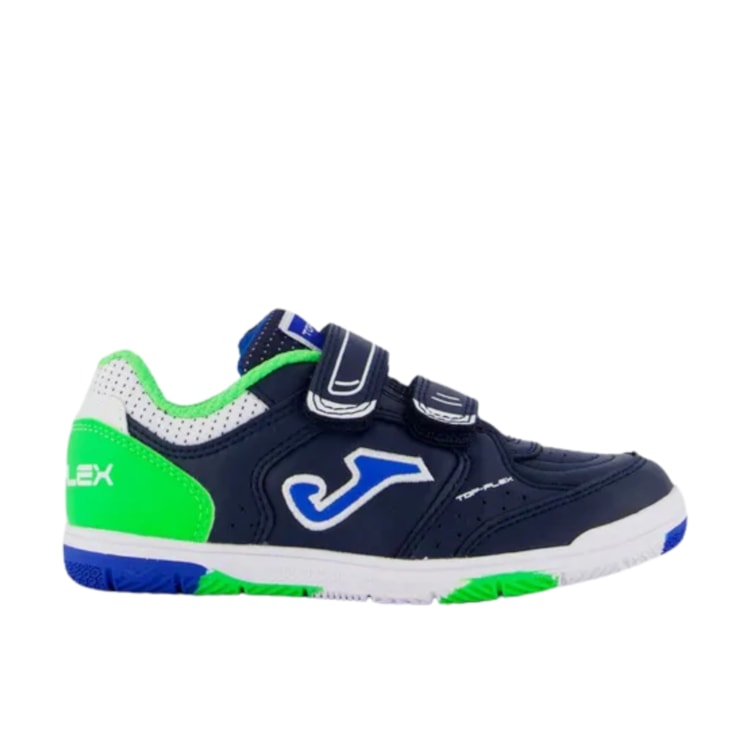 Chuteira Futsal Joma Top Flex Velcro Infantil - Azul Marinho/Verde