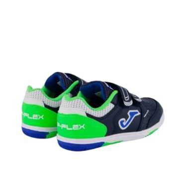 Chuteira Futsal Joma Top Flex Velcro Infantil - Azul Marinho/Verde