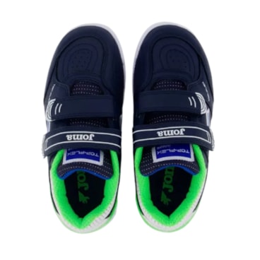 Chuteira Futsal Joma Top Flex Velcro Infantil - Azul Marinho/Verde
