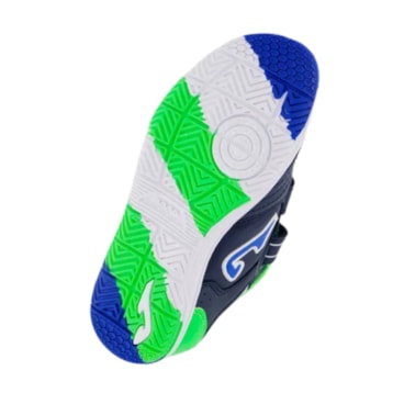 Chuteira Futsal Joma Top Flex Velcro Infantil - Azul Marinho/Verde