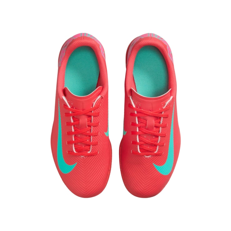 Chuteira Futsal Nike Mercurial Vapor 16 Club Infantil - Vermelha/Turquesa