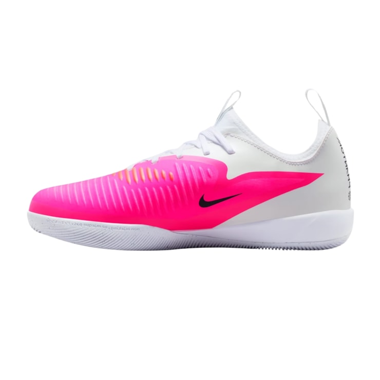 Chuteira Futsal Nike Phantom 6 Academy Low Infantil - Rosa/Branca