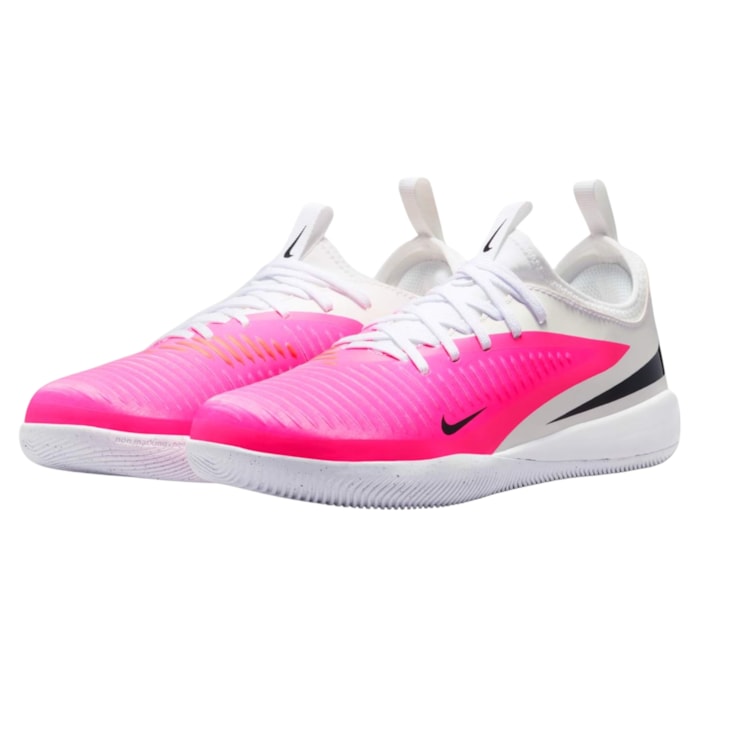 Chuteira Futsal Nike Phantom 6 Academy Low Infantil - Rosa/Branca