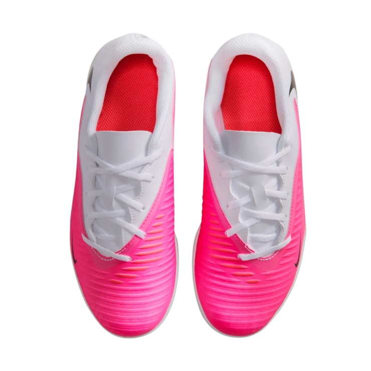 Chuteira Futsal Nike Phantom 6 Club Low IC Infantil - Rosa/Branca