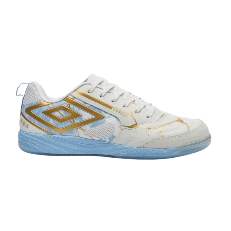 Chuteira Futsal Umbro Pro 5 Bump Kintsugi Unissex - Branca/Azul