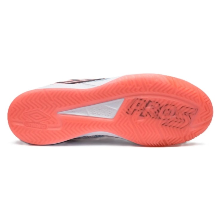 Chuteira Futsal Umbro Pro 5 Bump Masculina - Branca/Coral
