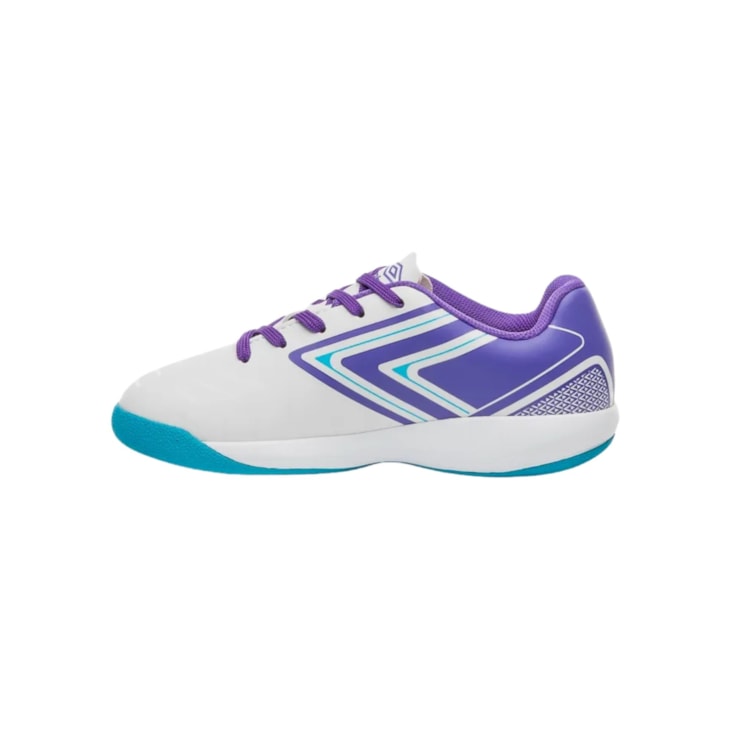 Chuteira Futsal Umbro Pro 5 Infantil - Branco/Roxo