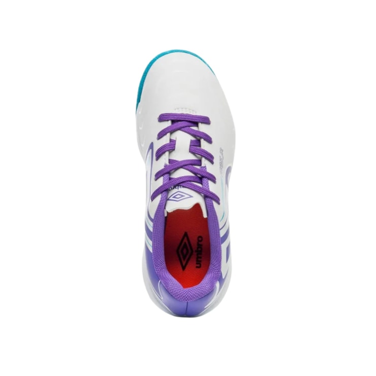 Chuteira Futsal Umbro Pro 5 Infantil - Branco/Roxo