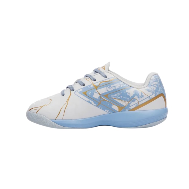 Chuteira Futsal Umbro Pro 5 Kintsugi Infantil - Branca/Azul