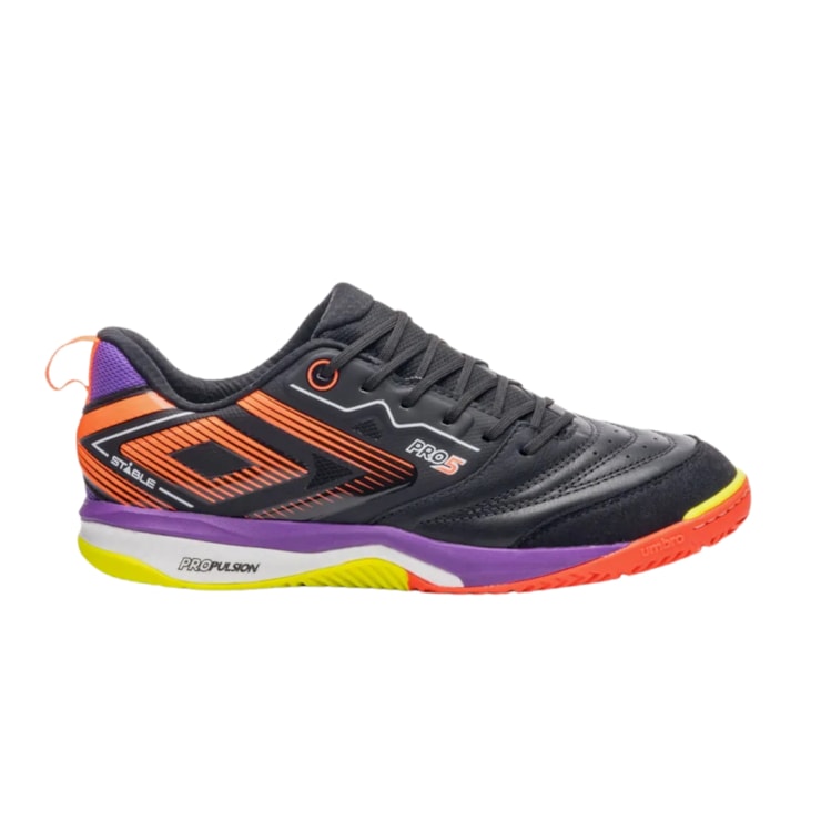 Chuteira Futsal Umbro Pro 5 Stable Masculina - Preta/Laranja