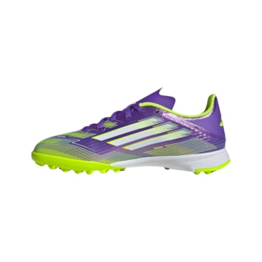 Chuteira Society Adidas F50 League Infantil - Roxa/Verde
