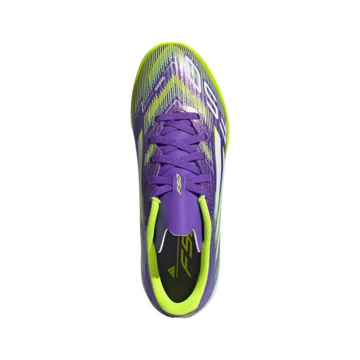 Chuteira Society Adidas F50 League Infantil - Roxa/Verde