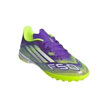 Chuteira Society Adidas F50 League Infantil - Roxa/Verde