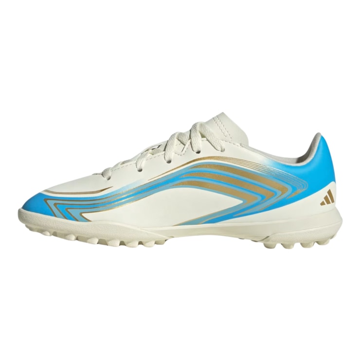Chuteira Society Adidas F50 Messi Club Infantil - Bege/Azul