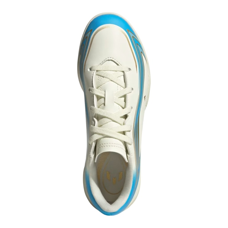 Chuteira Society Adidas F50 Messi Club Infantil - Bege/Azul