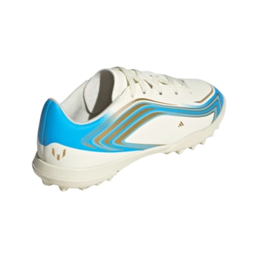 Chuteira Society Adidas F50 Messi Club Infantil - Bege/Azul