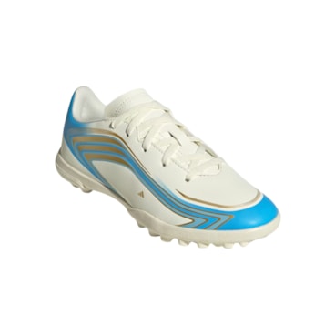 Chuteira Society Adidas F50 Messi Club Infantil - Bege/Azul