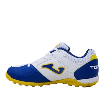 Chuteira Society Joma Top Flex Infantil - Branco/Azul