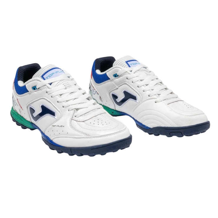Chuteira Society Joma Top Flex Masculina - Branca/Azul