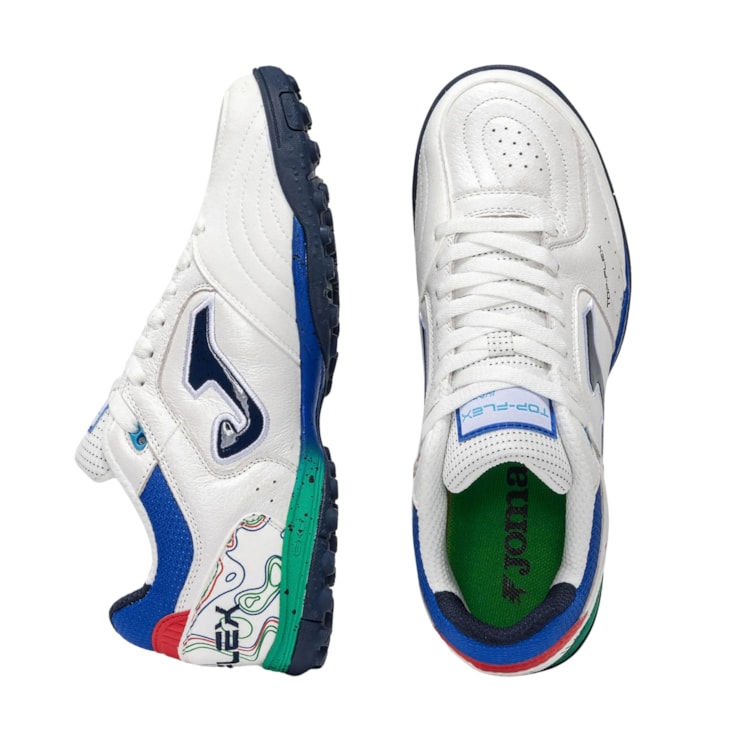 Chuteira Society Joma Top Flex Masculina - Branca/Azul