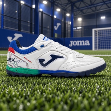 Chuteira Society Joma Top Flex Masculina - Branca/Azul