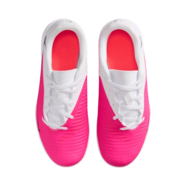 Chuteira Society Nike Phantom 6 Club Low Infantil - Rosa/Branca