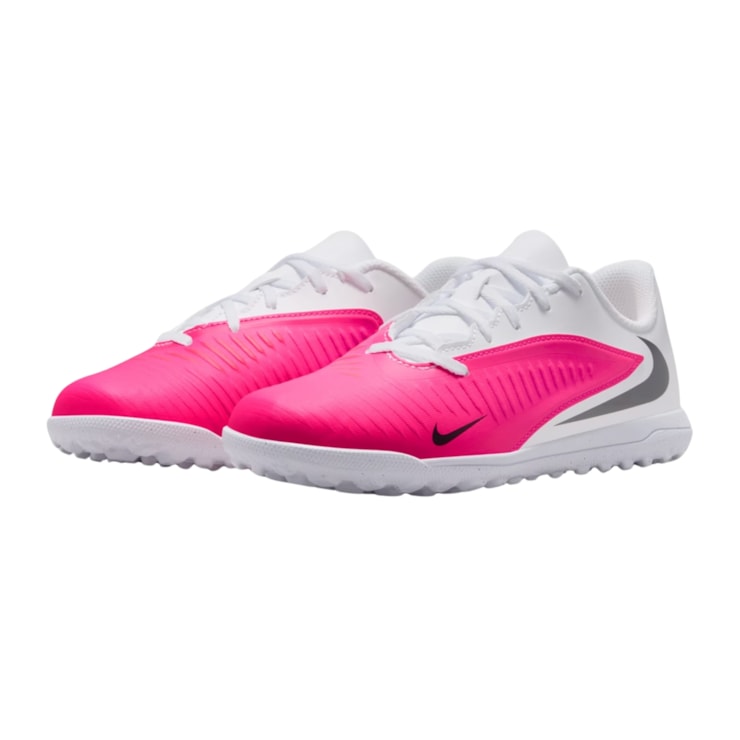 Chuteira Society Nike Phantom 6 Club Low Infantil - Rosa/Branca