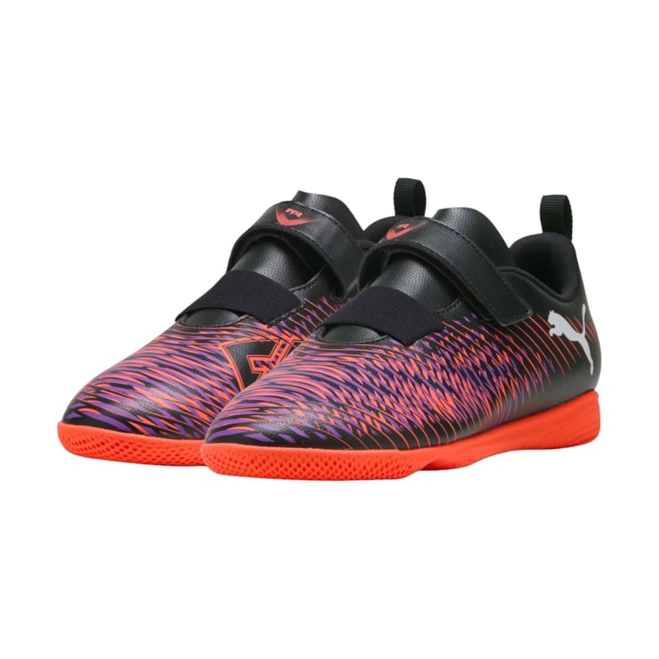 Chuteira Society Puma Com Velcro Future 8 Play Neymar Infantil - Preta/Roxa