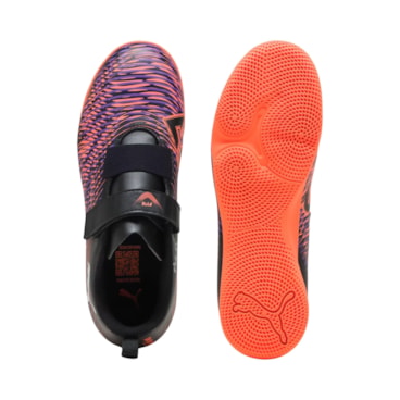 Chuteira Society Puma Com Velcro Future 8 Play Neymar Infantil - Preta/Roxa
