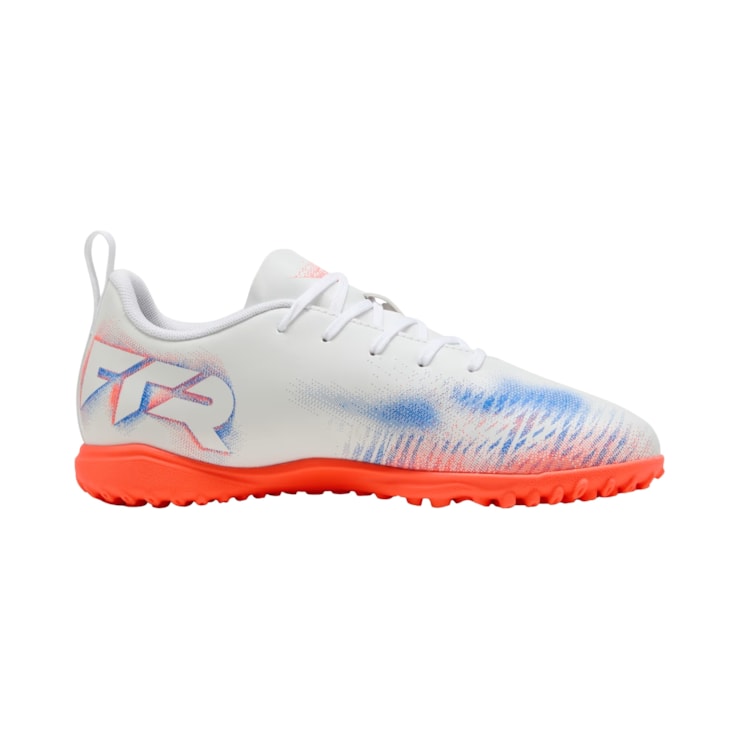 Chuteira Society Puma Future 8 Play TT Infantil - Branca/Coral