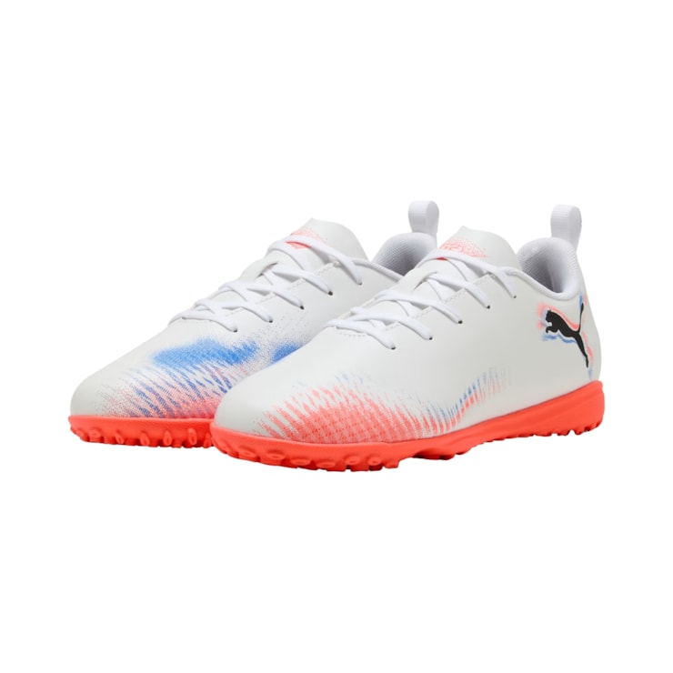 Chuteira Society Puma Future 8 Play TT Infantil - Branca/Coral