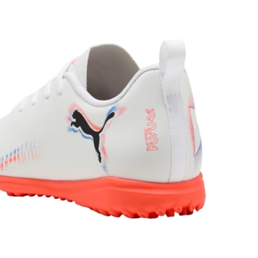 Chuteira Society Puma Future 8 Play TT Infantil - Branca/Coral