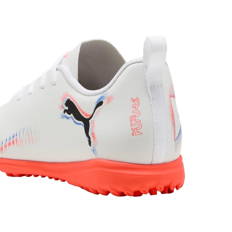 Chuteira Society Puma Future 8 Play TT Infantil - Branca/Coral