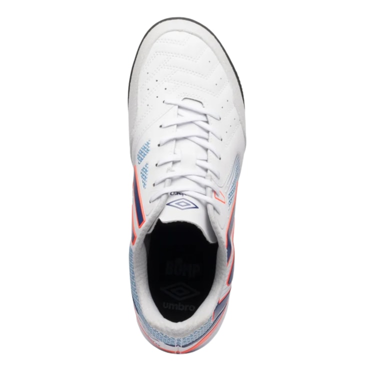 Chuteira Society Umbro Pro 5 Bump Club Masculina - Branca/Coral