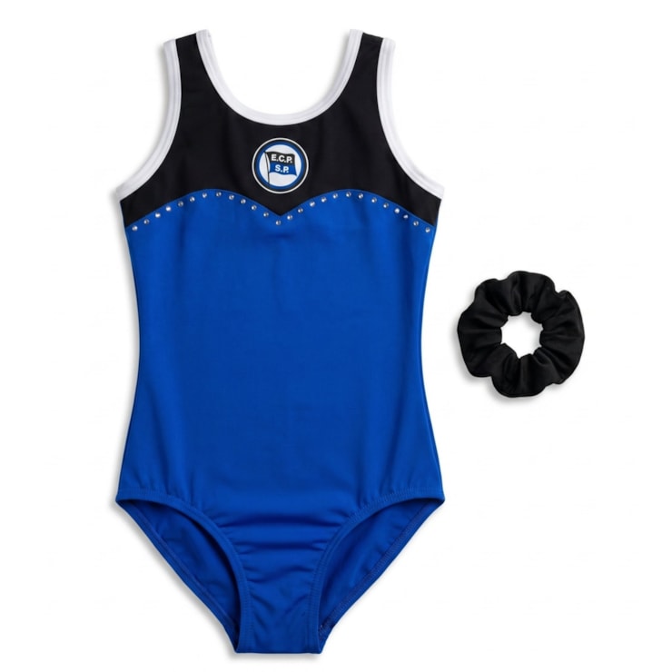 Collant EC Pinheiros Ginástica Artística Feminino - Azul /Preto